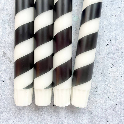 Wolkenreich- Dip Dye Kerzen | Swirl schwarz-weiß | 4er Set