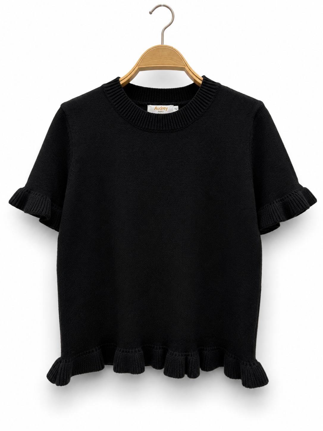 Strickpulli mit Rüschen// in schwarz oder braun