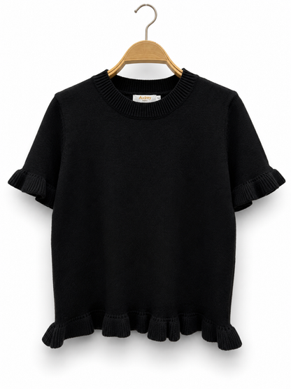 Strickpulli mit Rüschen// in schwarz oder braun