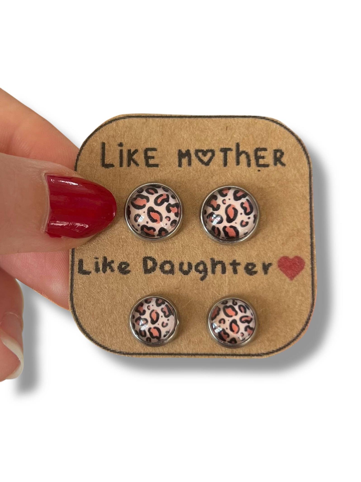 Mutter/Tochter Ohrringe mit Leopardenmuster: Français