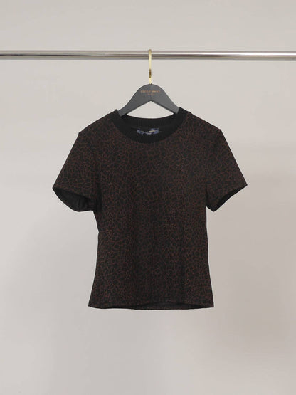Shirt // Cropped mit Glitzer in Leoprint