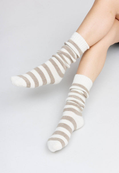 Moshi Moshi Mind- Kaschmimix Polarsocken in ecru/taupe: 36/38