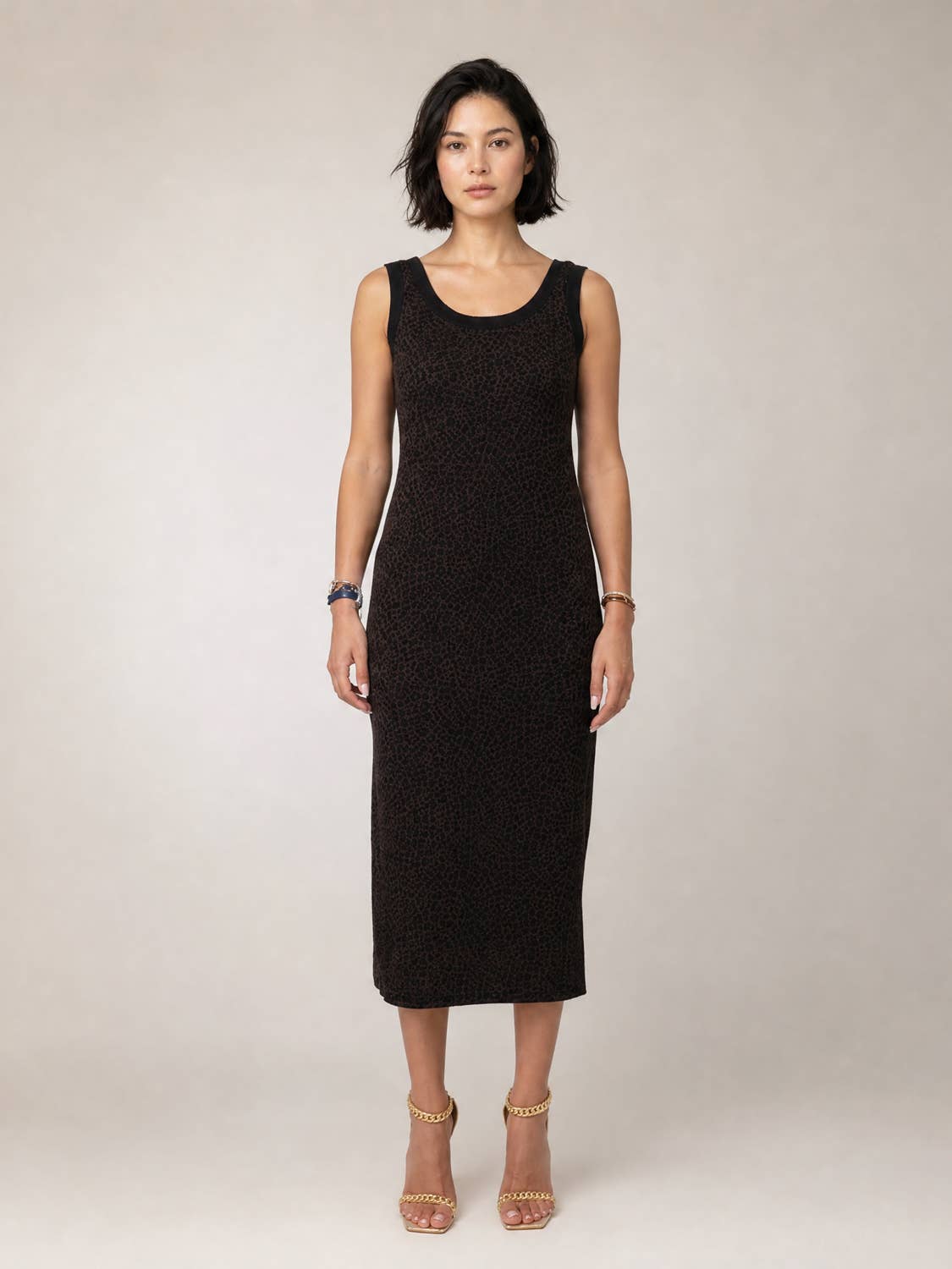 Strickkleid // in Leo mit Glitzer in schwarz braun