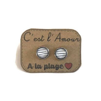 Dans lˋair du temps bijoux- Streifen Ohrstecker „C’est l’Amour – À la plage“ – Französische Liebe im Beach-Style