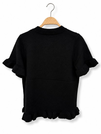 Strickpulli mit Rüschen// in schwarz oder braun