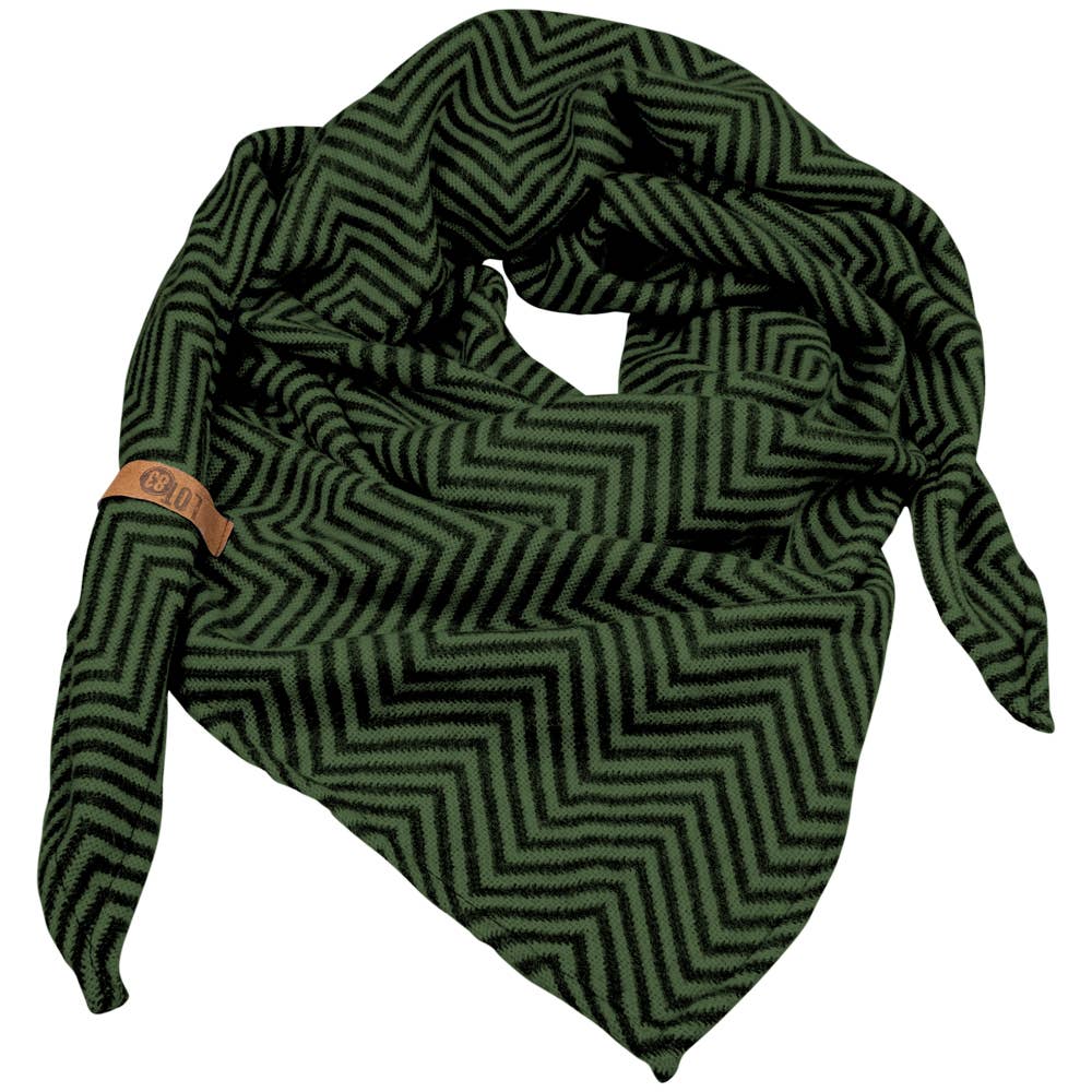 Lot83-Dreiecksschal Grün – Weicher Strickschal mit Zickzackmuster