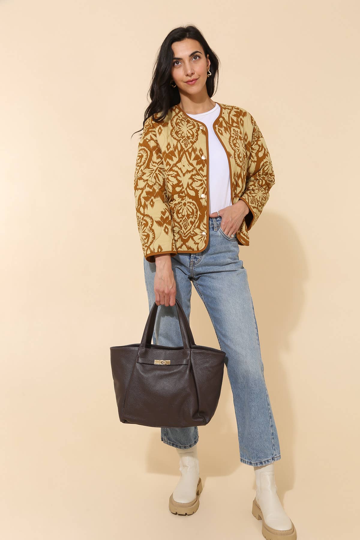 Tasche Aria in Cognac, echtes Leder