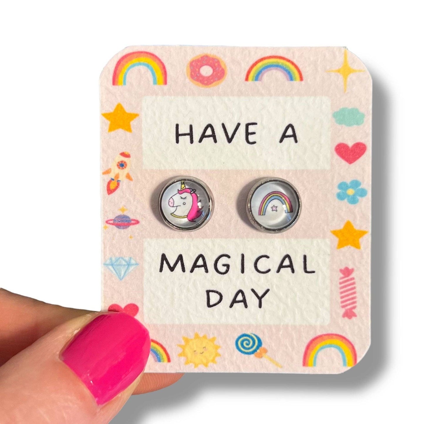 Einhorn Kinderohrringe, Regenbogen