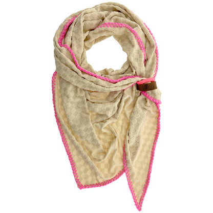 Lot83, Leichter Dreieckschal Marly Beige mit rosa