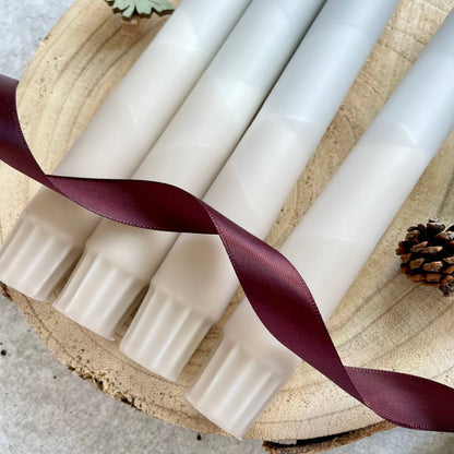 Dip Dye Kerzen beige-grau – handgetauchte Stabkerzen aus Stearin | 4er Set | von Wolkenreich