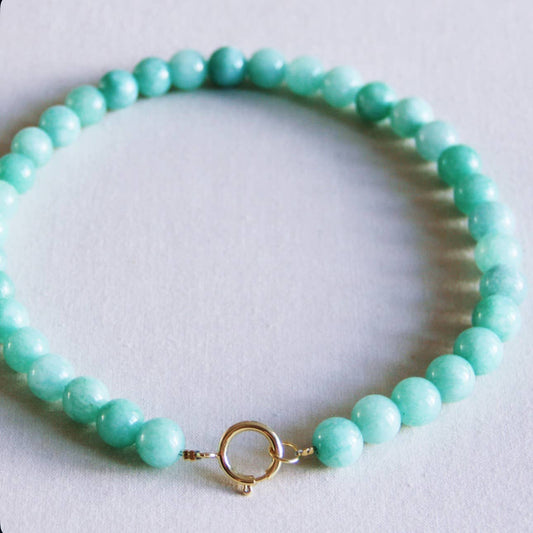 Halskette aus Natursteinperlen XL - altgrün