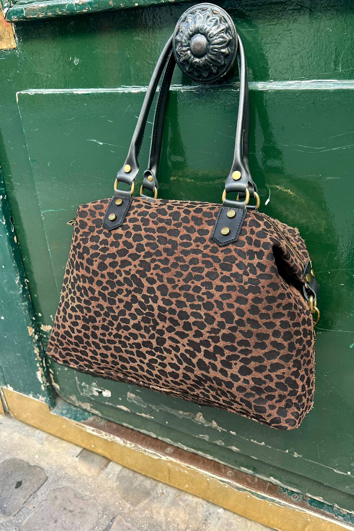 Leopard Weekender von Cherry Paris aus Rinds-Wildleder