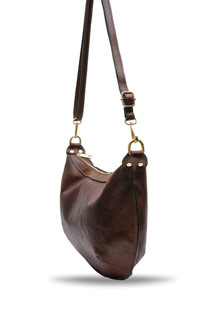 Cherry Paris Halfmoon Bag in dunkelbraun, echtes Rindsleder